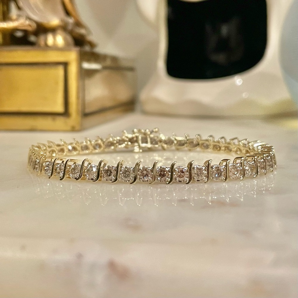 10K Yellow Gold Diamond Tennis Bracelet